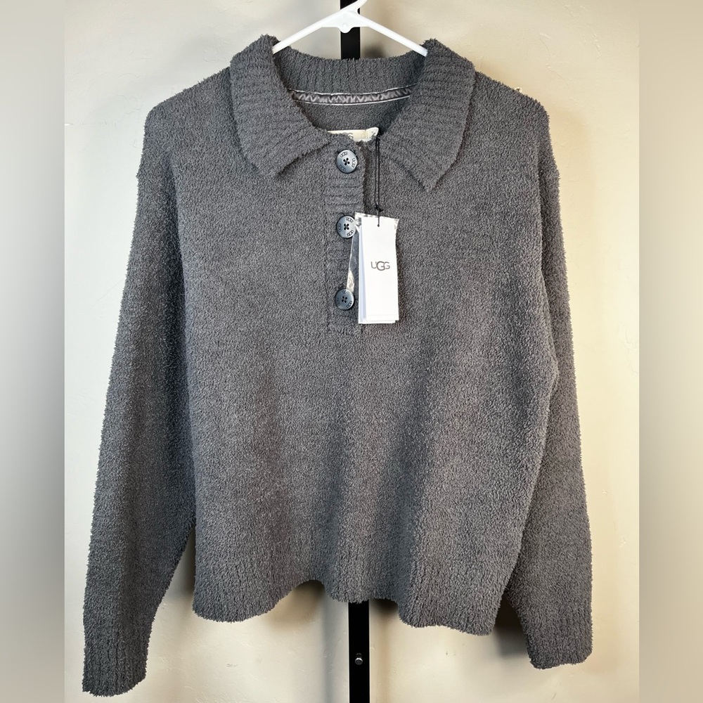 UGG Mowery Sweater Pullover Top Soft Cozy Knit Gray Size Medium NWT